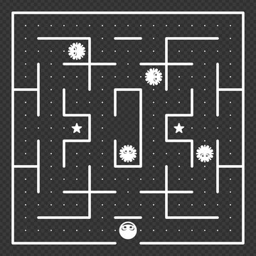 Game concept with ghosts. Modern arcade video game interface and design elements. Game world. Computer or mobile game with control buttons.