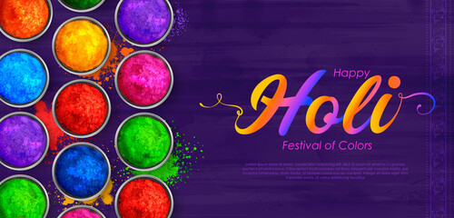 illustration of abstract colorful Happy Holi background card design for color festival of India celebration greetings - 416588372