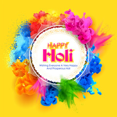 illustration of abstract colorful Happy Holi background card design for color festival of India celebration greetings - 416588959