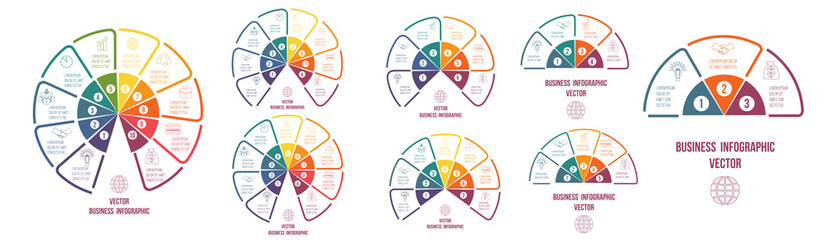Set of elements for infographics. Colorful templates. Pie chart. Business strategy. Place for text.