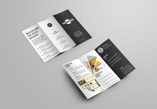 Modern Trifold Brochure with Round Elements and Dots
