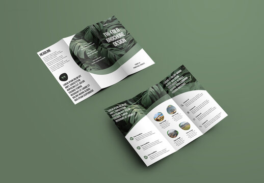 Stylish Trifold Brochure with Wavy Elements