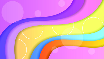Abstract Colorful Gradient Background With Color Wavy Geometric Figures of Different Shapes And White Lines, Vector Design Style