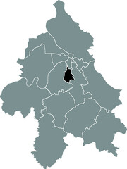 Black location map of the Belgradian Rakovica municipality insdide the Serbian capital city of Belgrade, Serbia