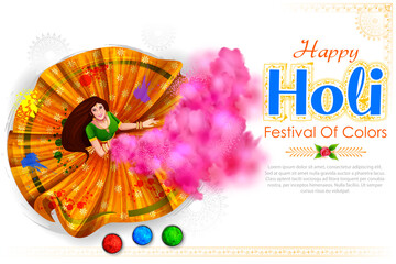 illustration of Happy Holi Background for Festival of Colors celebration greetings - 416594132