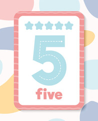 Printable colourful educational number flashcard. vector illustration