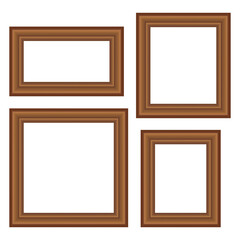 Set of squared golden vintage wooden frame for your design. Vintage cover. Place for text. Vintage antique gold beautiful rectangular frames. Template vector illustration.
