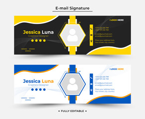 Corporate Email signature template or email footer and personal social media cover template with an author photo place modern layout design