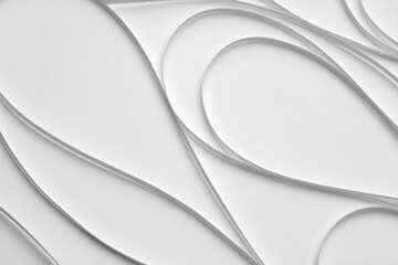 Abstract  white color strip wave quilling paper light and shadow horizontal background.