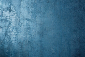 Blue wall. Structure of decorative plaster.