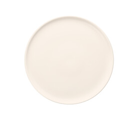 Clean empty ceramic plate isolated on white, top view