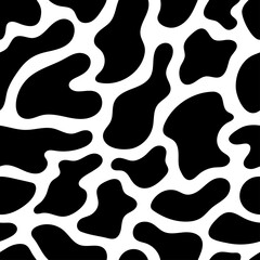 Black abstract ink stains isolated on white background. Cute monochrome geometric seamless pattern. Vector flat graphic illustration. Texture.