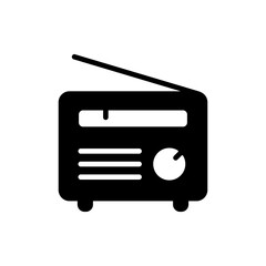 Retro radio vector flat glyph icon