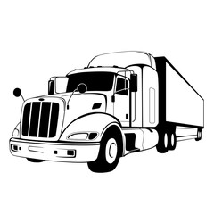 semi truck, vector illustration,flat style