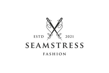 Seamstress Needle Logo Template