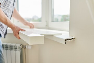 Artificial stone window sill, installation, technological process.