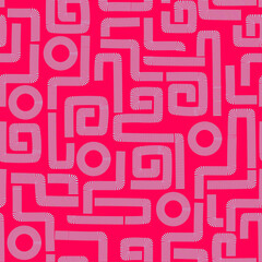 Abstract seamless background geometric shapes and a maze of bar-striped lines. Seamless pattern with abstract geometric shapes. Vector