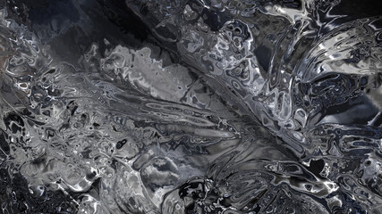 liquid glass and swirling precious stone slabs create a luxury surface of incredible depth