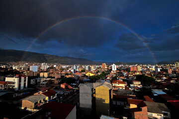 rainbow over the city