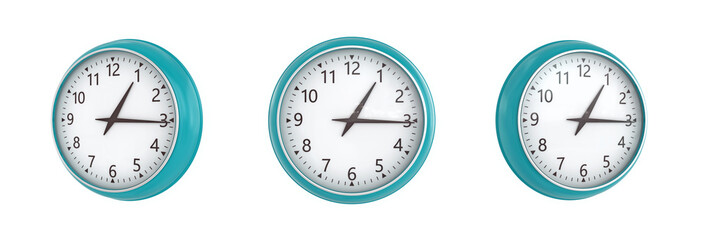 Retro wall clock isolated on white background. 3d illustration.