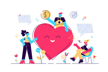 Volunteering. Stylized and abstract team help charity and sharing