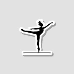 Fototapeta na wymiar Black ballerina silhouette sticker icon