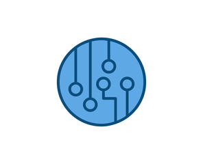 Line Microchip icon isolated on white background. Outline symbol for website design, mobile application, ui. Electronics pictogram. Vector illustration, editorial stroсk. 