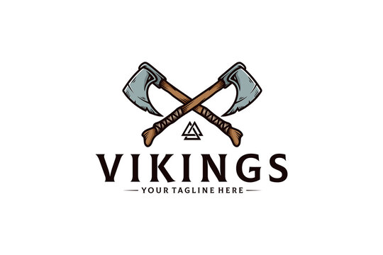 Viking Warrior Axe Logo Template
