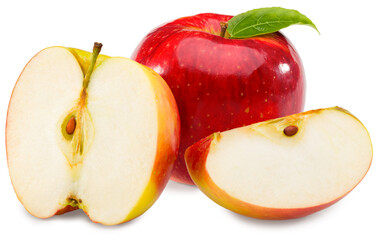 Naklejka na ściany i meble red apples with slices isolated on white background. clipping path.