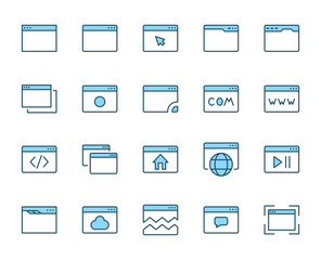 Web page set line icons in flat design with elements for web site design and mobile apps.  Collection modern infographic logo and symbol. Web vector line pictogram