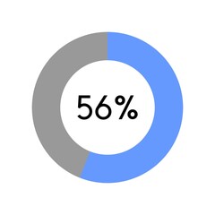 56 percent, circle percentage diagram on white background vector illustration.