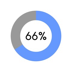 66 percent, circle percentage diagram on white background vector illustration.