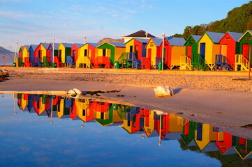 Fototapeta premium Colourful beach huts - St James beach huts outside Cape Town