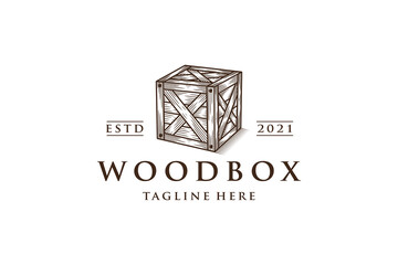 Fototapeta premium Wooden Box Logo Template