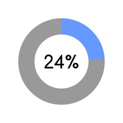 24 percent, circle percentage diagram on white background vector illustration.