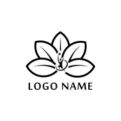 Lotus and people take a star logo design vector isolated on white background