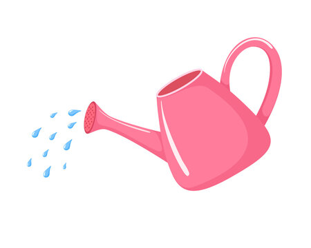 Pink watering can icon cartoon. Waters from a watering can vector  illustration isolated on white background. Gardening element clipart Stock  Vector | Adobe Stock