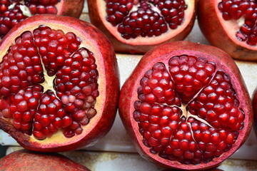 pomegranate on a wooden background.healthy fruit and freshness sweet and organic. 