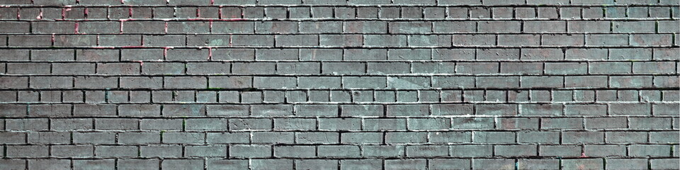 Dark blue brick wall background, old stone blocks brickwork surface texture, panoramic banner for design.