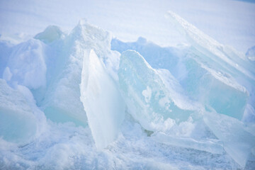Textured frozen ice. Figured blocks of natural ice.   © Ksenia
