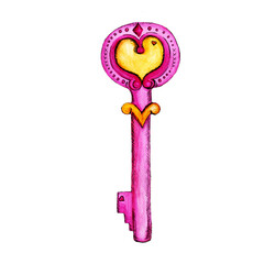 watercolor key with a heart