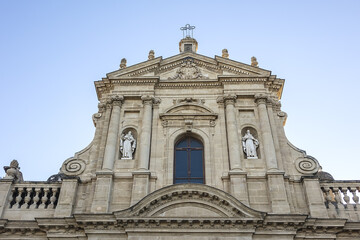 Fototapeta na wymiar Baroque church of Saint Teresa (Chiesa di Santa Teresa alla Kalsa, 1700) in the quarter of the Kalsa, within the historic centre of Palermo. Palermo, Sicily, Italy.