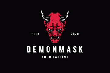 Demon Oni Mask Logo Template