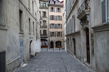 Fototapeta na wymiar Streets of Geneva, Geneva Architechture, Switzerland