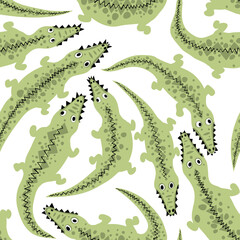 Seamless vector pattern with crocodiles