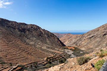 Beautiful view of Fuerteventura, Canary Islands, Spain. Fuerteventura is a windy island and the...