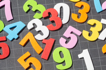 Chalkboard slate and colored figures to teach math