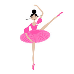 Fototapeta na wymiar vector image of a ballerina in a pink tutu and pointe shoes
