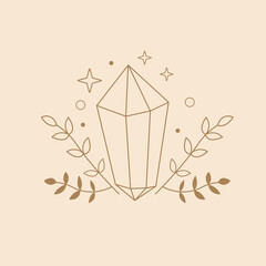 magical crystal in boho style for business card page design