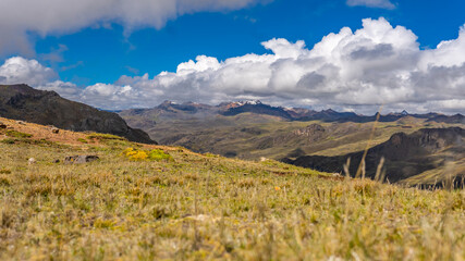 Naklejka premium views from the heights of the hills located in the Andes of Peru near the city of Huancavelica